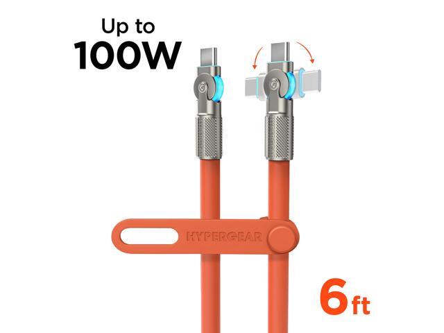 HyperGear Chunky180° 100W USB-C to USB-C Rugged Fast Charge Cable 6ft Orange