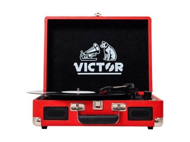 Victor Metro Dual Bluetooth Suitcase 3-Speed Turntable - Red