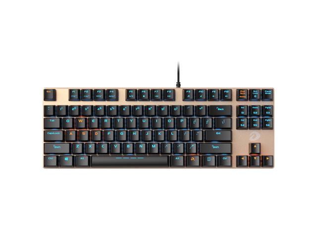 Dareu EK819 Mechanical Keyboard Wired 87Key Blue Switch Aluminum Top Cover for Home Office -Gold