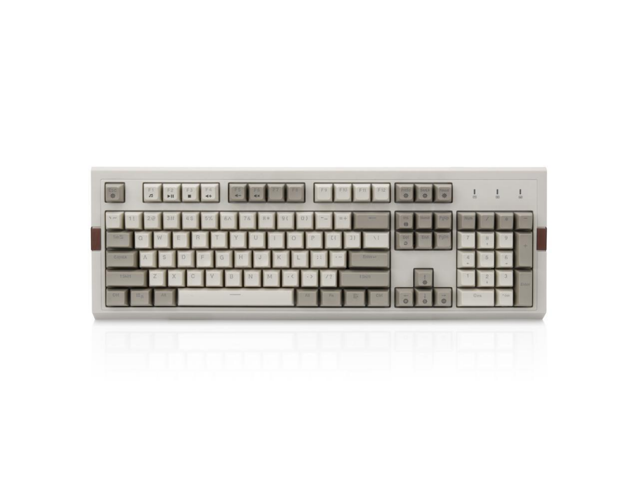 Ajazz AK510 Retro Mechanical Gaming Keyboard - PBT SP Spherical Keycaps - Classic Grey-White Matching - RGB Backlight-Brown Switch