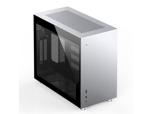 JONSBO V-10 Mini-ITX Gaming Computer Case Support ITX Motherboard Vertical Air Duct USB 3.0 *1 Temper Glass Panel Version-Silver (Accessories are.