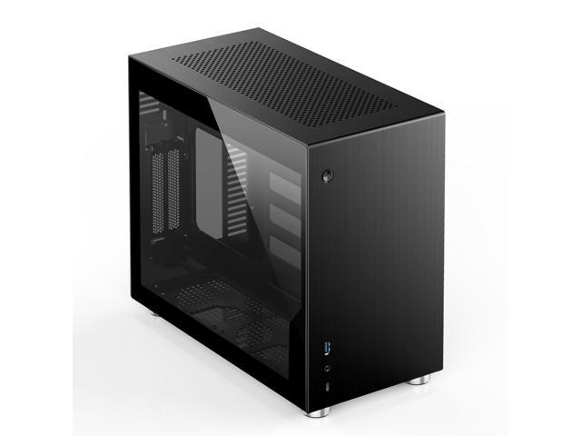 JONSBO V-10 Mini-ITX Gaming Computer Case Support ITX Motherboard Vertical Air Duct USB 3.0 *1 Temper Glass Panel Version-Black (Accessories are.