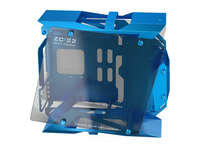 Zeaginal ZC-22 Mint Prism Tempered Glass Computer Case Support 360mm Radiator Support M-ATX Motherboard USB3.0 -Blue