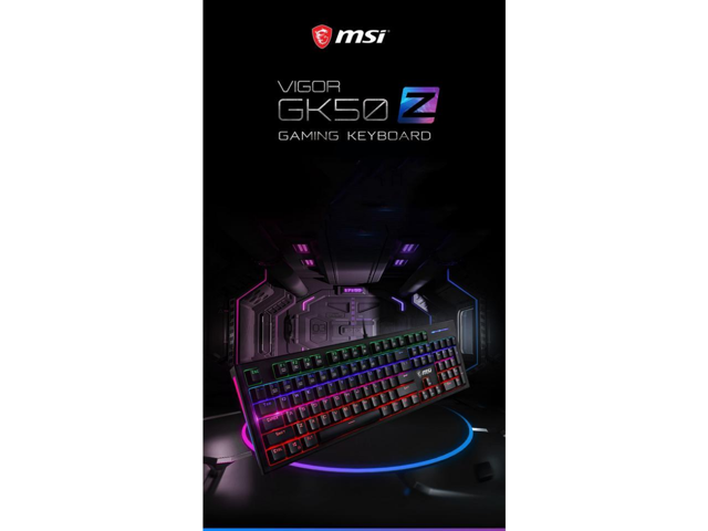 MSI GK50Z Ergonomic Design, Cool Exterior Anti-splash Mechanical Gaming Keyboard, N-key Rollover and RGB Backlit-Blue Switch