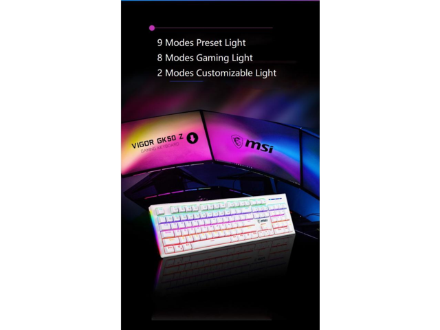 MSI GK50Z Ergonomic Design, Cool Exterior Anti-splash Mechanical Gaming Keyboard, N-key Rollover and RGB Backlit-Blue Switch
