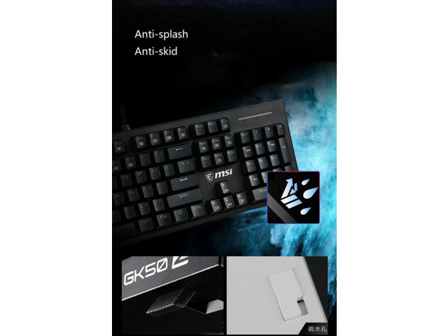 MSI GK50Z Ergonomic Design, Cool Exterior Anti-splash Mechanical Gaming Keyboard, N-key Rollover and RGB Backlit-Blue Switch