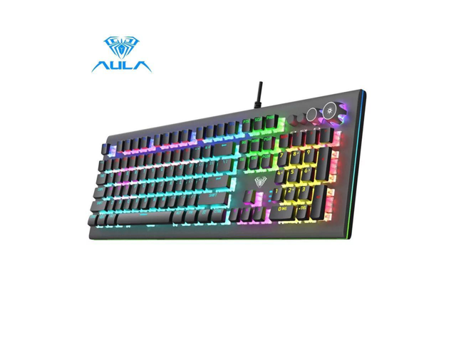 AULA S2096 Gamer Keyboard Mechanical Gaming Keyboard Backlit LED Wired 104 Keys Anti-ghosting Brown Black Switch for PC Computer