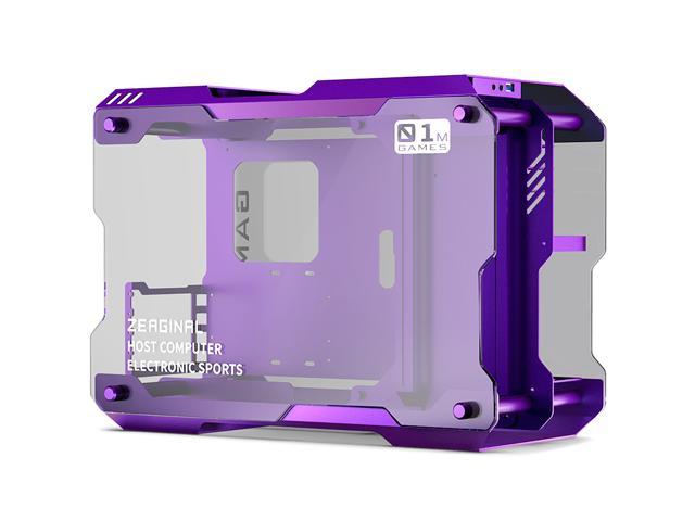 Zeaginal ZC-01M Mini Tempered Glass Computer Case Support 120MM/ 240mm Radiator Support M-ATX /ITX Motherboard USB 3.0 -Purple (Accessories are not.