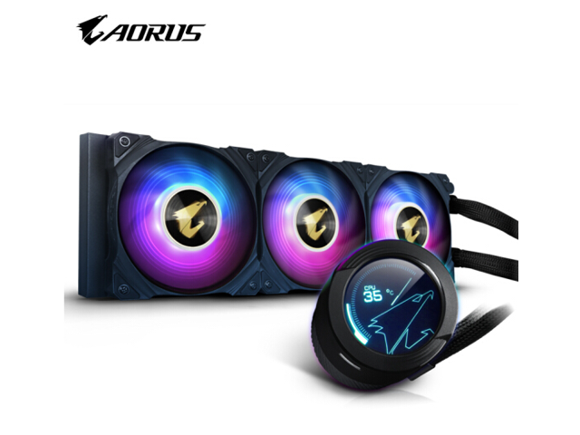 AORUS WATERFORCE X360, 360mm Radiator, Three 120mm Windforce PWM Fans, Fusion 2.0, Advanced RGB Lighting and Control.