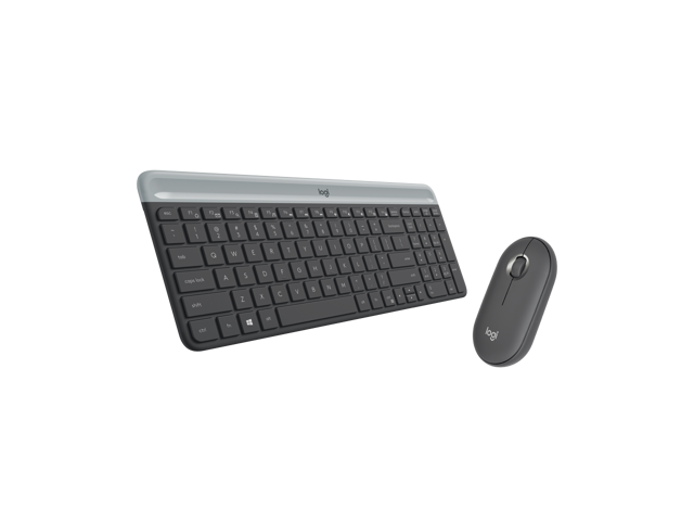 Logitech MK470 2.4 GHz Wireless Silent Keyboard and Mouse Combo, Pebble Edge Shape Design - Black