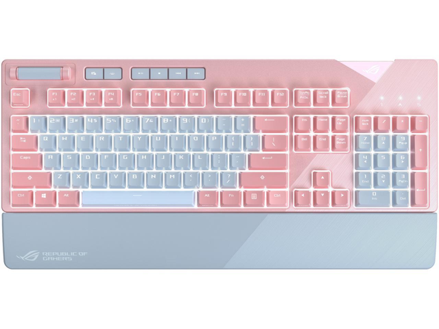 ASUS ROG Strix Flare Pnk Limited Edition Mechanical Gaming Keyboard with Cherry MX Blue Switches, Aura Sync RGB Lighting, Customizable Badge, USB.