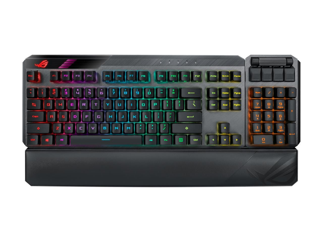 ASUS ROG Claymore II Wireless Optical Gaming Keyboard (ROG RX Red Switches, detachable numpad & wrist rest for TKL 80%/100%, Aura Sync, media.