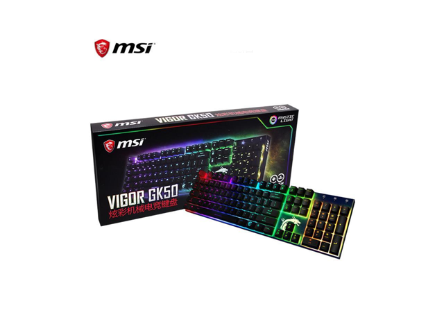 MSI GK50 Gaming Backlit RGB LED Wired Mechanical Switches Anti Ghosting 104 Keys, ABS Keycaps-Black, Black Switch