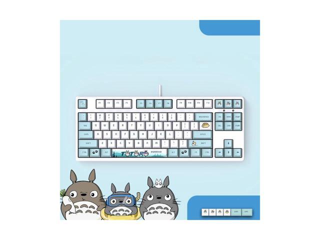Langtu Ergonomic Design F87 Compact Layout 87Keys Mechanical Gaming Keyboard with White Backlit, PBT Keycaps, Hot-swappable( Totoro-White Base