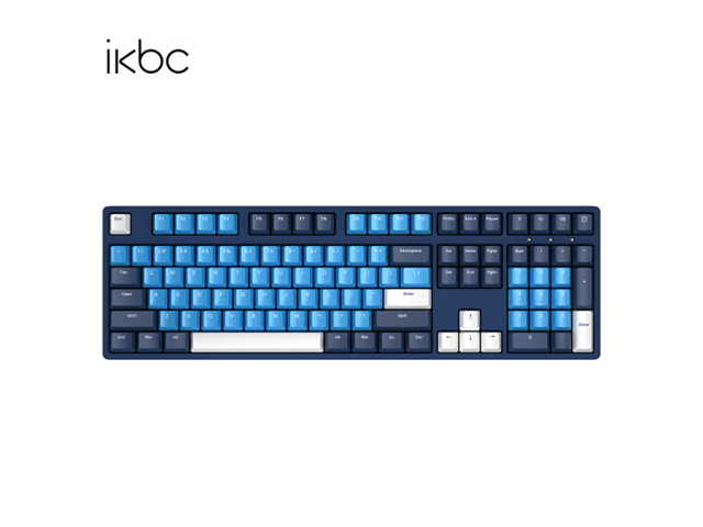 iKBC C210 108 Keys Full Size USB Wired Mechanical Keyboard with Cherry MX Brown Switch, PBT Double Shot Keycap, N-Key Rollover( No Light)-Blue