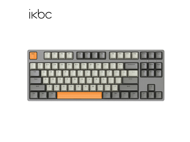 iKBC W200 87 Keys TKL Wireless Mechanical Keyboard with Cherry MX Blue Switch, PBT Double Shot Keycap, 6 Anti-ghosting Keys( No Light)-Dark Gray