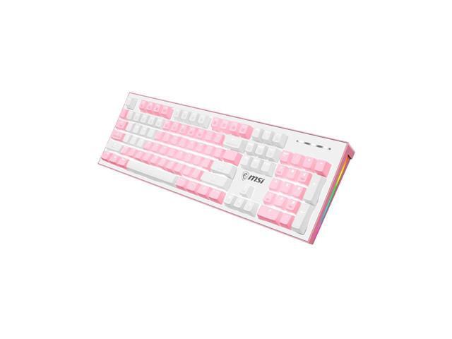 MSI GK50Z PIXEL RGB Gaming Keyboard, White Backlit With RGB LED On Sides Illuminated 104 Keys Keyboard, Red Switch, PBT keycap,For Windows PC...