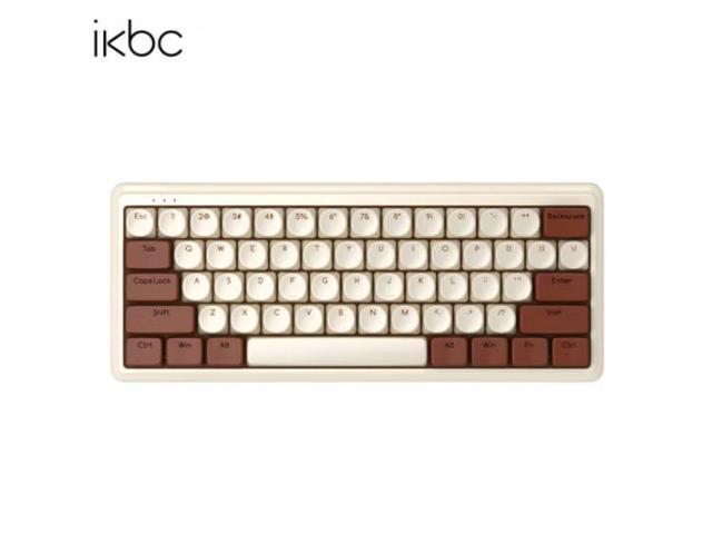 iKBC S300 Mini Portable Bluetooth5.0/ 2.4Ghz Wireless Dual-mode 61Keys Mechanical Gaming Keyboard, ( No Light)-Chocolate Theme-Red Switch