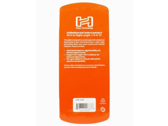 Hosa CPR-103R Unbalanced Interconnect, Right-Angle 1/4'' In TS to RCA, 3ft