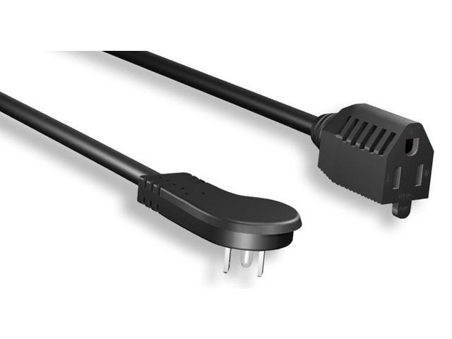 AYA 1Ft (1 Foot) 16AWG Low Profile Angled NEMA 5-15P to NEMA 5-15R Power Cord Extension UL cUL listed