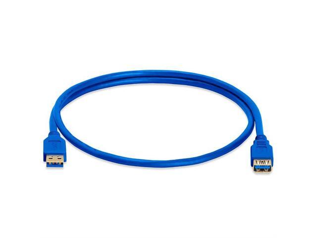 AYA 6Ft (6 Feet) USB 3.0 SuperSpeed Male A to Female A Extension Cable Blue w/Gold Connector