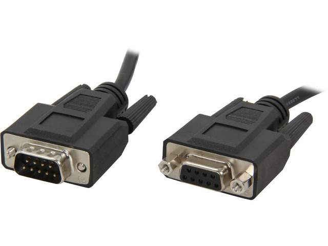 AYA 6Ft (6 Feet) DB9 (9-Pin) RS-232 Male to Female Straight Through Extension Cable Black 28AWG