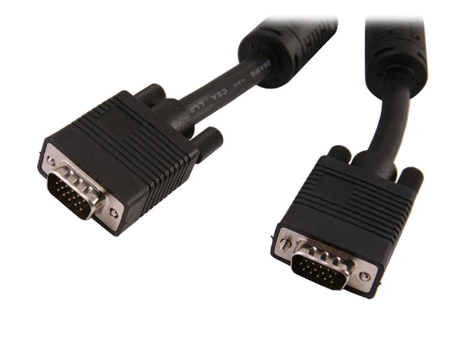 AYA 15Ft (15 Feet) SVGA Male/Male Monitor Cable Dual Ferrites 28AWG