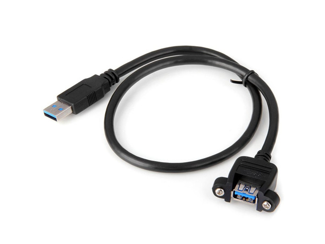 AYA 6Ft (6 Feet) USB 3.0 SuperSpeed Male to Female Extension Panel Mount Cable with Screws 28AWG, RoHS