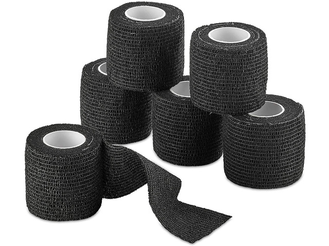 Self-Adherent Cohesive Bandage - 24 Rolls Bulk - 2' Wide x 5 Yds Athletic Sports Tape for Medical Use, Sports, First Aid and Helps Protect Skin, Black