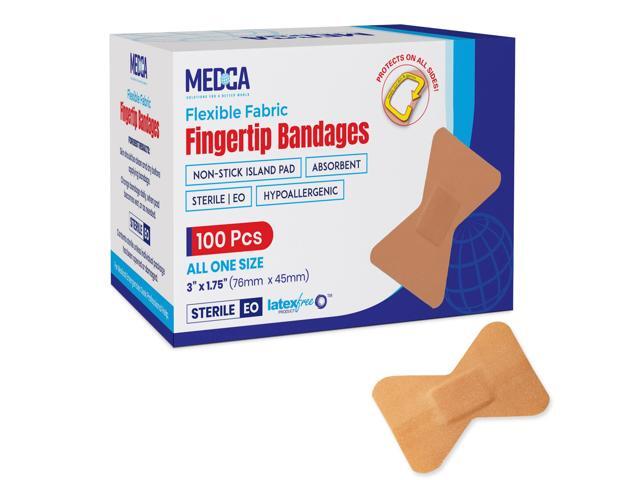 Flexible Fabric Finger Bandages - 100 Count Box of Flex Fabric Adhesive Bandages Cuts, Scrapes, Care and to Protect Wounds