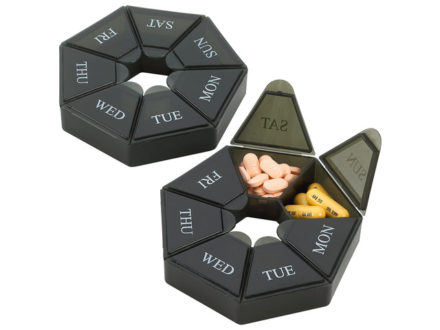 Weekly Pill Organizer - (Pack of 2) 7-Day Pill Container - Arthritis Friendly Po