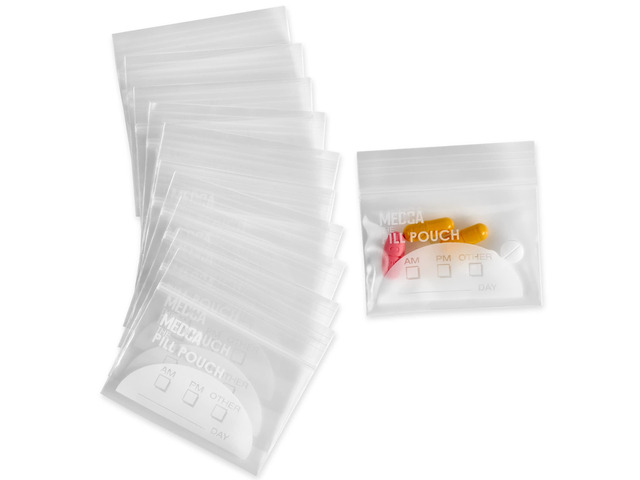 Extra-Thick Pill Pouch Bags - (Pack of 100) 3' x 2' 8 Mil - BPA Free, Poly Bag Disposable Zipper Pills Baggies, Daily AM PM Travel Medicine...