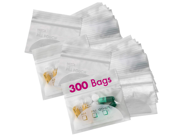 Pill Pouch Bags - (Pack of 300) 3' x 2.75' - BPA Free, Poly Bag Disposable Zippe