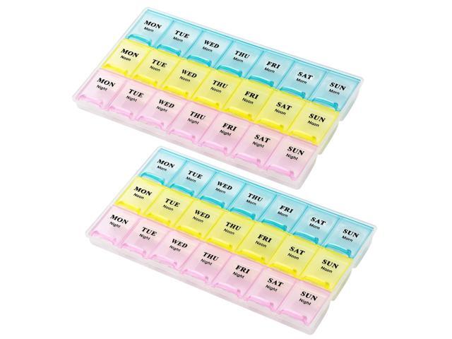 Weekly Pill Organizer - (Pack of 2) 21 Day Pill Planners for Pills Vitamins & Medication, Pill Box 3 Times-a-Day Medication Reminder Boxes, Easy to...
