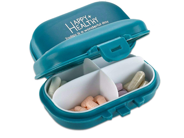Daily Pill Organizer - (Pack of 2) Small AM PM Pill Organizer - Cute 4 Compartme