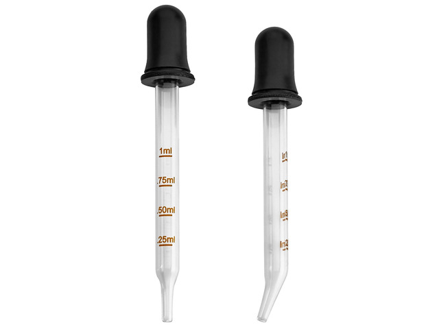 MEDca Eye Dropper - (Pack of 2) Bent & Straight Tip Calibrated Glass Medicine Droppers for Medications or Essential Oils Dropper for Accurate Easy...