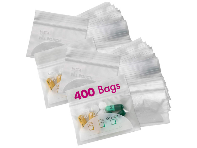 Pill Pouch Bags - (Pack of 400) 3' x 2.75' - BPA-Free, Poly Bag Disposable Zippe