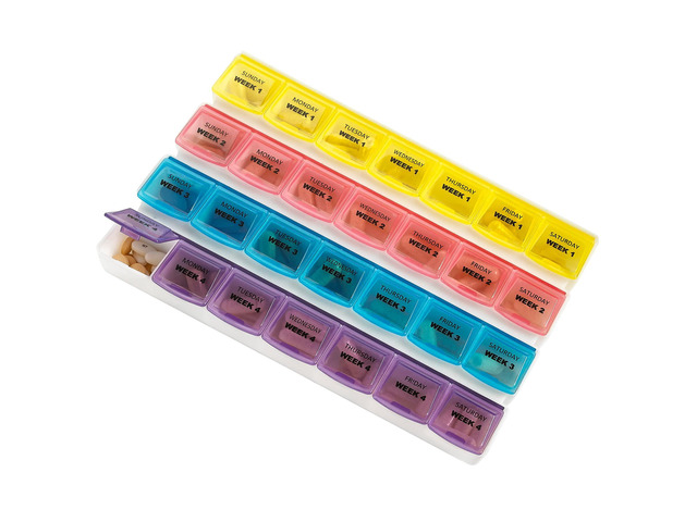 Monthly Pill Organizer - 28 Day Extra Large Monthly Pill Planner to Separate Pills & Vitamins Week to Week, Travel Medication Reminder Daily Monday...