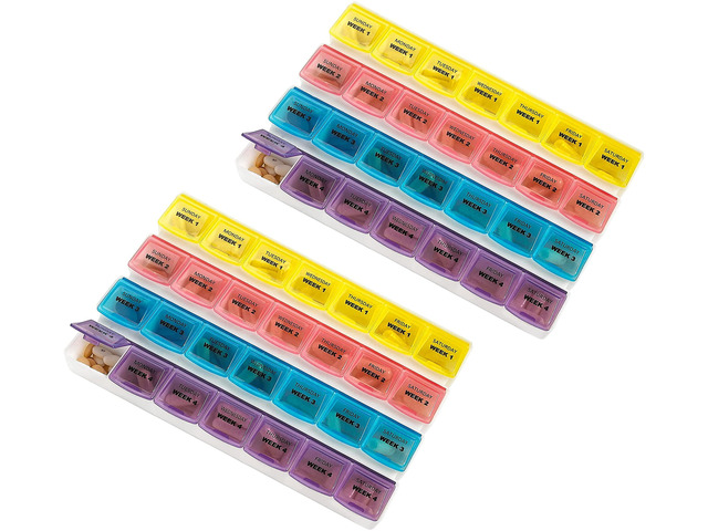 Monthly Pill Organizers - (Pack of 2) 28 Day Monthly Pill Planners to Separate P