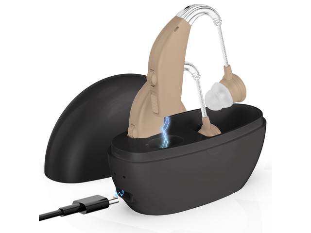 Pair Rechargeable Digital Hearing Aids Amplifier BTE Sound Amplifier Device with