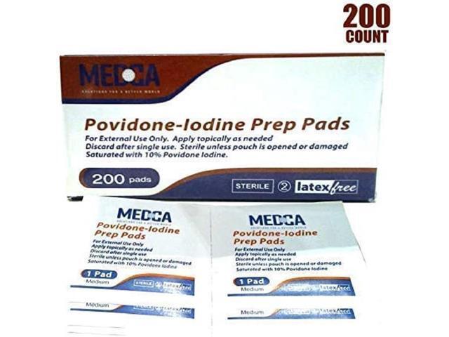 Iodine Prep Pads - (Box of 200 Count) Iodine Prep Solution Pads, 10% Povidone Iodine Swabs for Individual Disinfecting Wipes, Disposable Cotton...