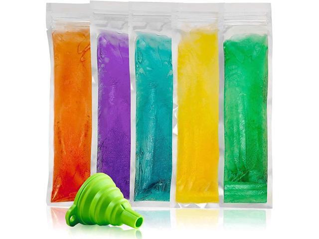 Popsicle Bags with Funnel - 125 Pcs Disposable Otter Freeze Pop Molds, Zip Sealed Popsicle Pouches Bags for DIY Frozen Treats Smoothies Ice Pops -...