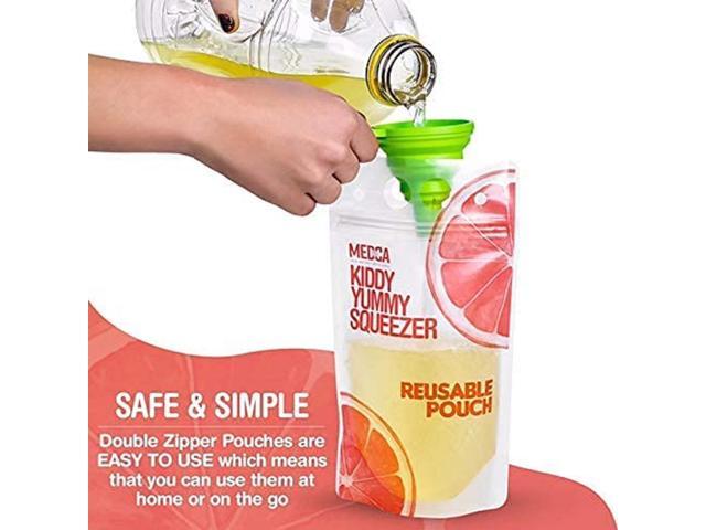 New Reusable Drink Pouches- 100 Clear Drink Bags+100 Straws Double Zipper Reusable Smoothie Juice, Clear Zipper Pouch Storage with No Leaks,...