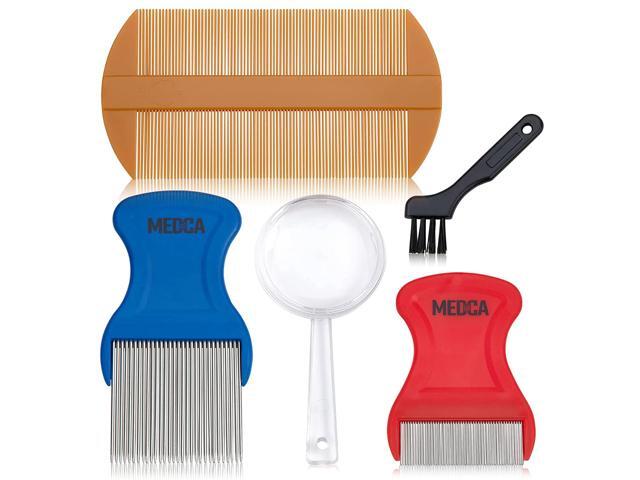 Premium 5 Piece Lice Kit - Nit Removal Fine Tooth Comb and Magnifier Full Treatment Set - BS0765G Lice Comb Set