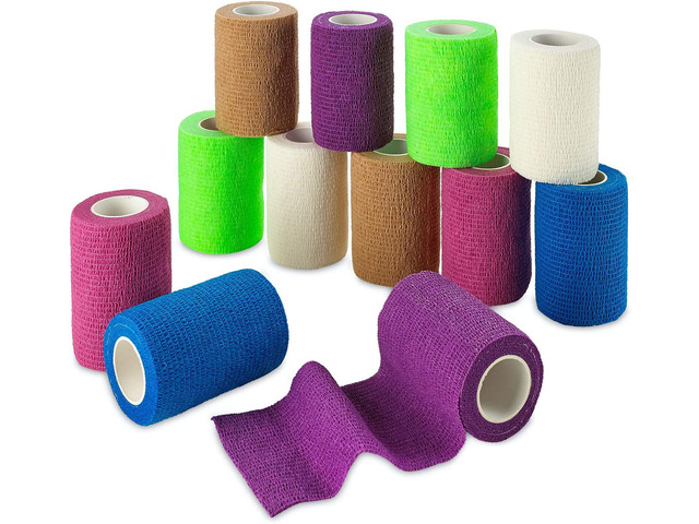 MEDca Self Adherent Cohesive Wrap Bandages 3 Inches X 5 Yards 12 Count with Strong Elastic and Colorful First Aid Tape for Sprain Swelling and...