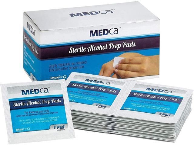 Alcohol Prep Pads, Sterile, Medium, 2-Ply Cotton Gauze - Individually Wrapped (100 Count)