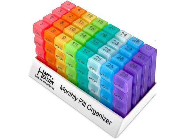 Month Pill Box Organizer - 4 Times-a-Day Morning-Noon-Evening-Night - Large 32 Daily Pill Cases with Compartments for Vitamins, Supplements,...