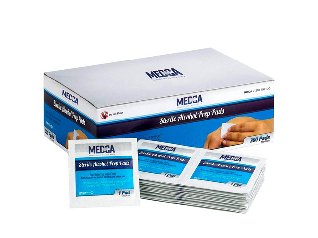 MEDca Sterile Alcohol Prep Pads, Medium 2-Ply Cleaning Wipes, Pack of 300