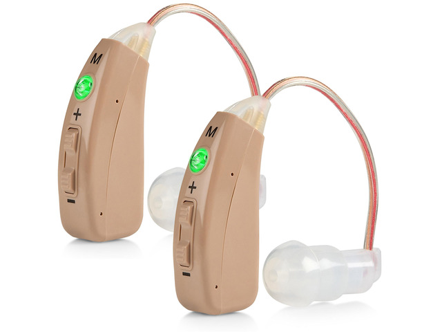 MEDca Rechargeable Digital BTE Personal Sound Amplifiers, Pair with Charging Bas