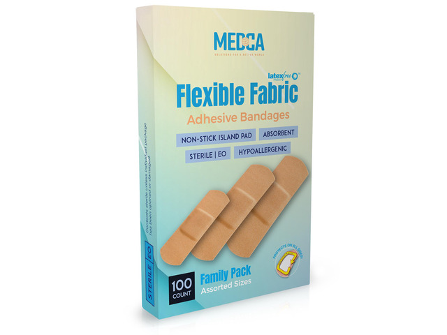 Flexible Fabric Adhesive Bandages for Comfortable Flexible Large Protection & Wound Care of Minor Cuts, Scrapes, & Wounds, Assorted Sizes